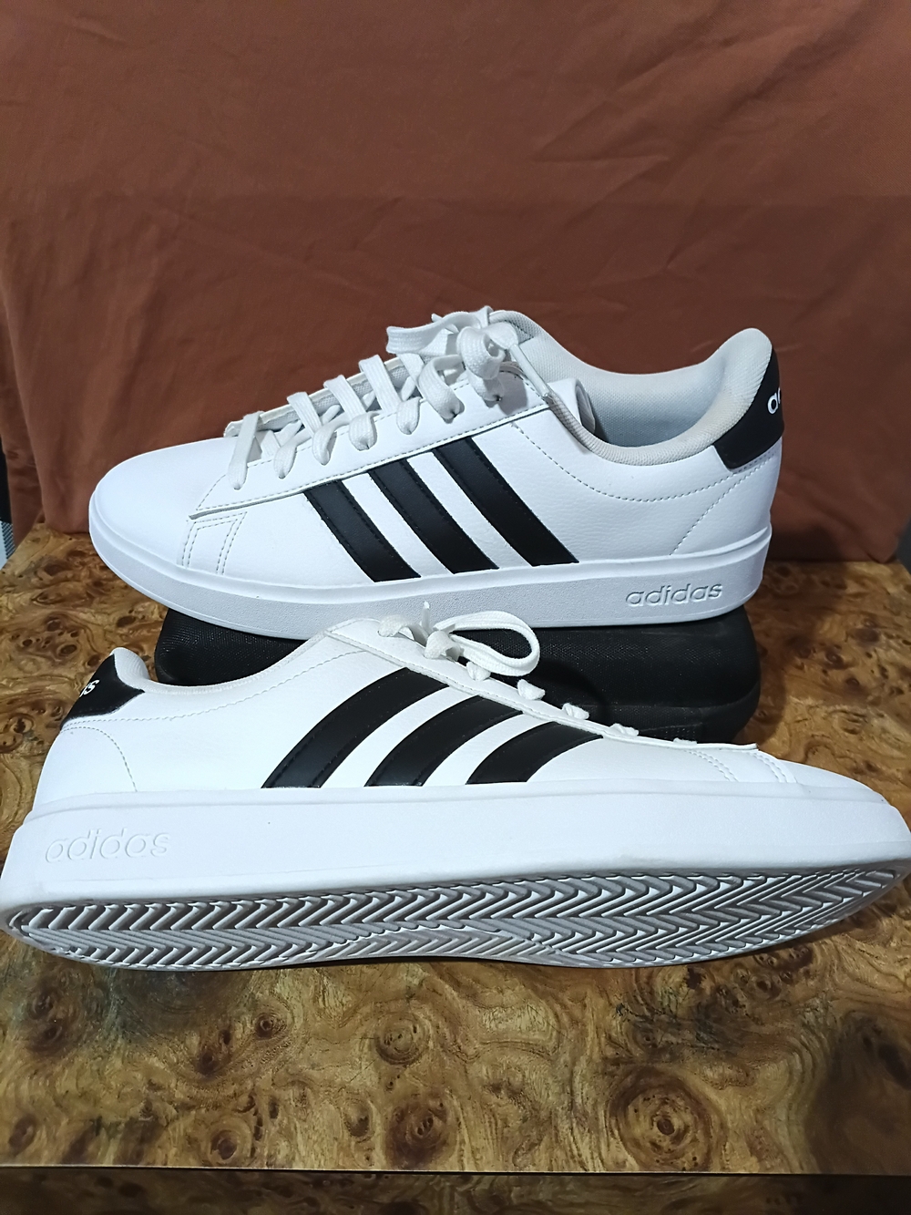 adidas White Sneakers with Black Three-Stripes